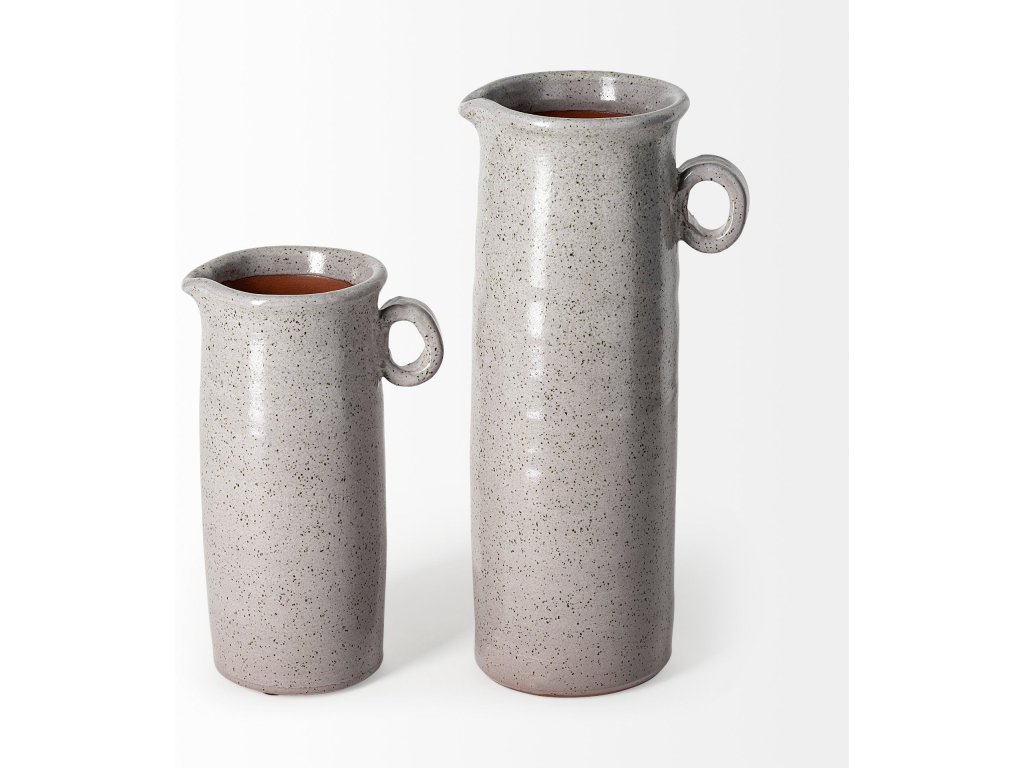 Large Freckled Gray Ceramic Jug - image 4