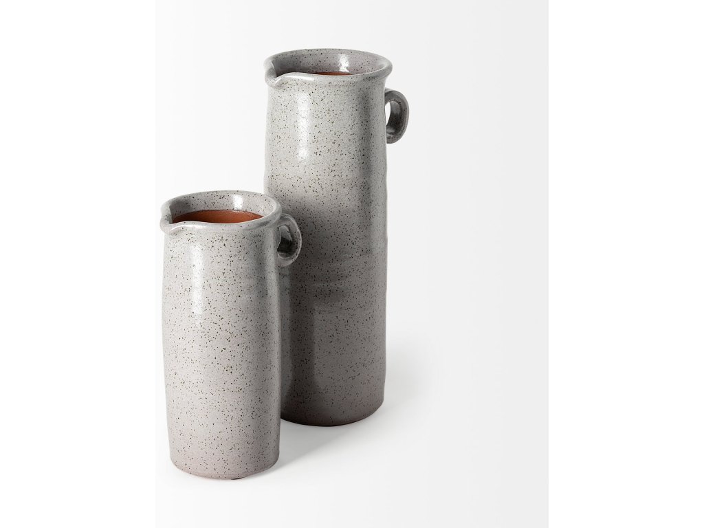 Large Freckled Gray Ceramic Jug - image 5
