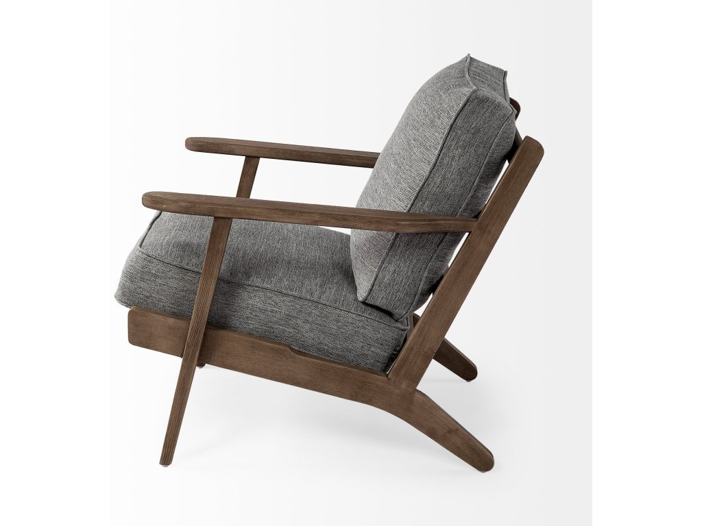 V Castlerock Grey Fabric Wrapped Brown Wooden Frame Accent Chair - image 5