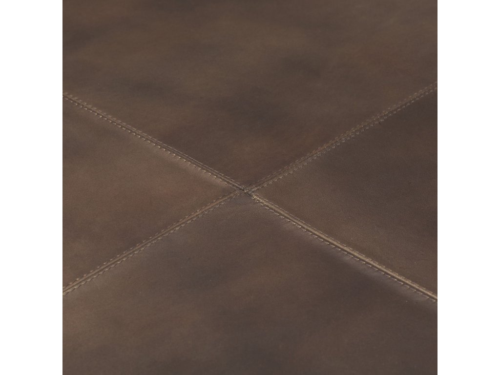 36" Square Brown Leather Wrapped w/Wood Base Ottoman - image 6