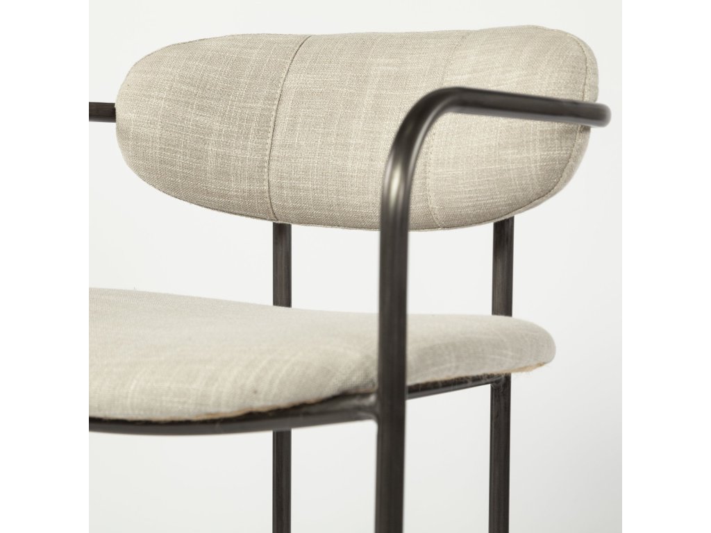 II Beige Fabric Seat Gun Metal Grey Metal Counter Stool - image 7