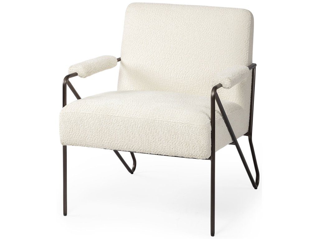 Cream Fabric w/Gun Metal Gray Metal Frame Accent Chair - main image
