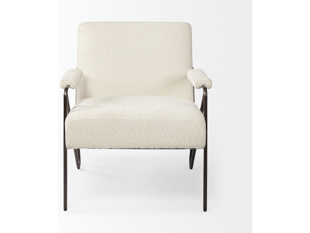 Cream Fabric w/Gun Metal Gray Metal Frame Accent Chair - image 6