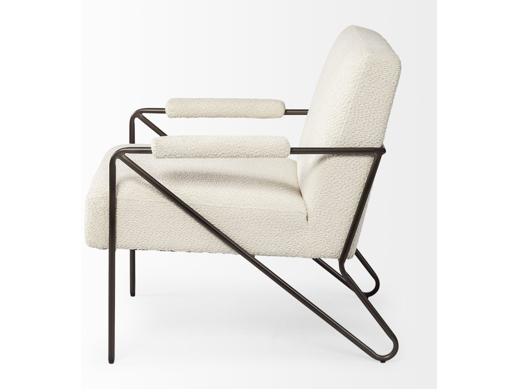 Cream Fabric w/Gun Metal Gray Metal Frame Accent Chair - image 7
