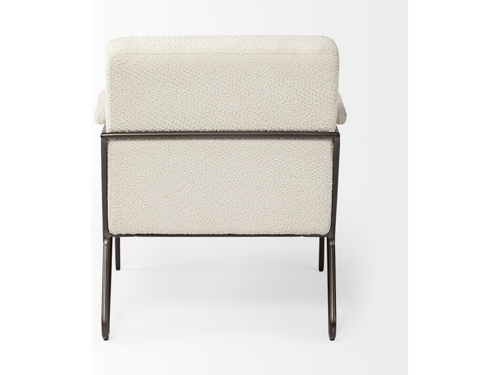 Cream Fabric w/Gun Metal Gray Metal Frame Accent Chair - image 8