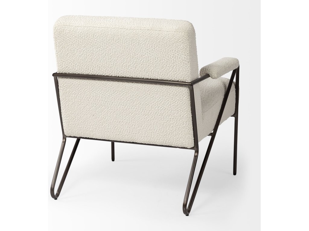 Cream Fabric w/Gun Metal Gray Metal Frame Accent Chair - image 9