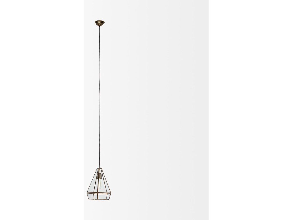9.5X12.5 Gold Metal and Glass Pyramid Pendant Light - image 2