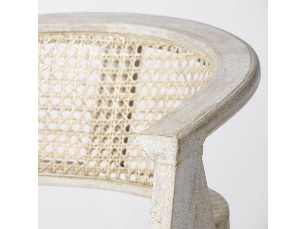 26.75" Seat Height Beige Fabric/Rattan Seat Blonde Wood Frame Counter Stool - image 6