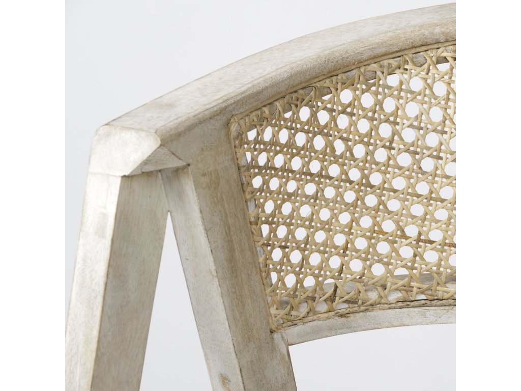 26.75" Seat Height Beige Fabric/Rattan Seat Blonde Wood Frame Counter Stool - image 7