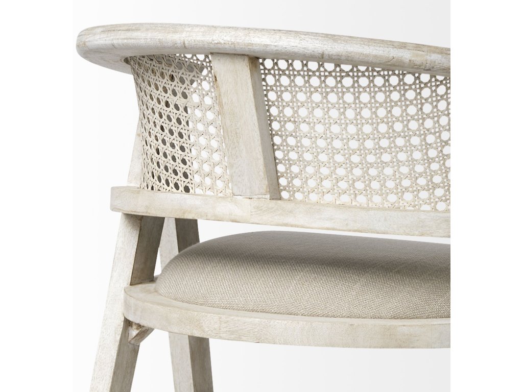26.75" Seat Height Beige Fabric/Rattan Seat Blonde Wood Frame Counter Stool - image 8