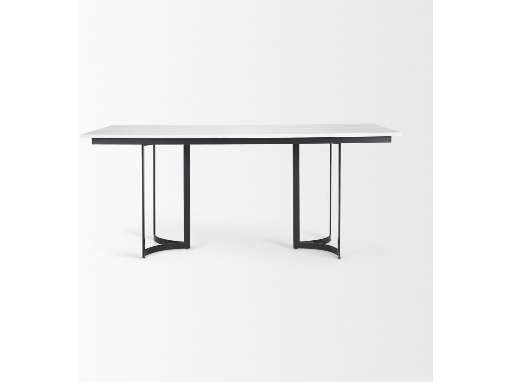 I 71L x 35W Rectangular White Marble w/ Metal Base Dining Table - image 2