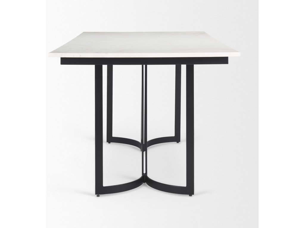 I 71L x 35W Rectangular White Marble w/ Metal Base Dining Table - image 3