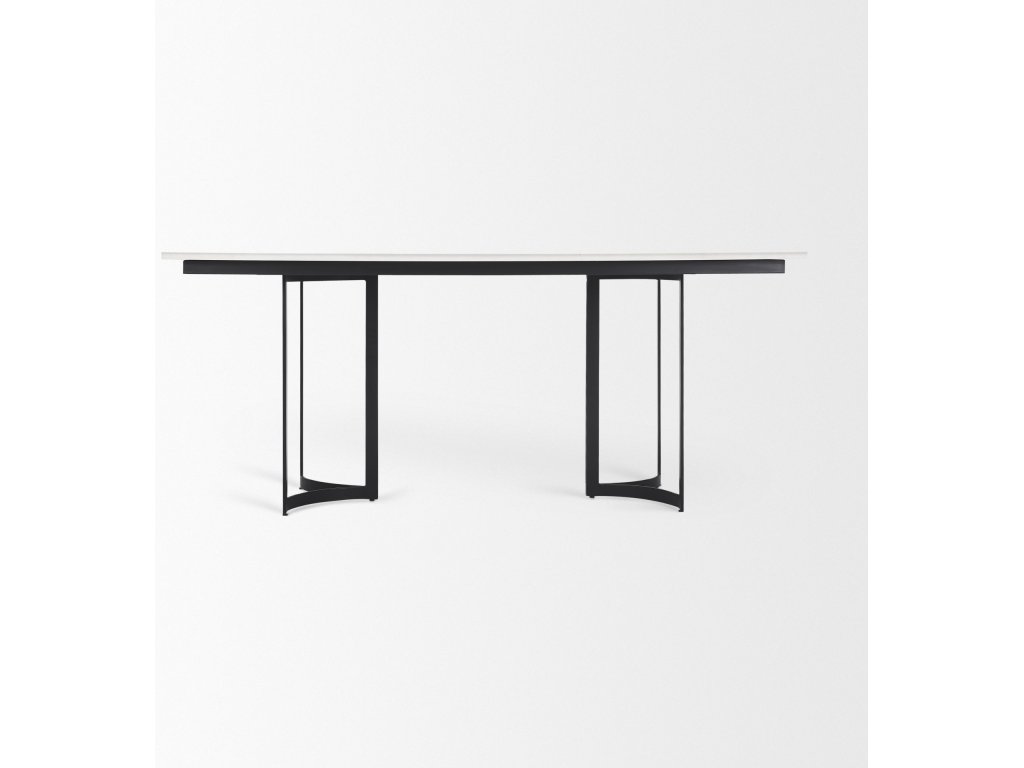 I 71L x 35W Rectangular White Marble w/ Metal Base Dining Table - image 4