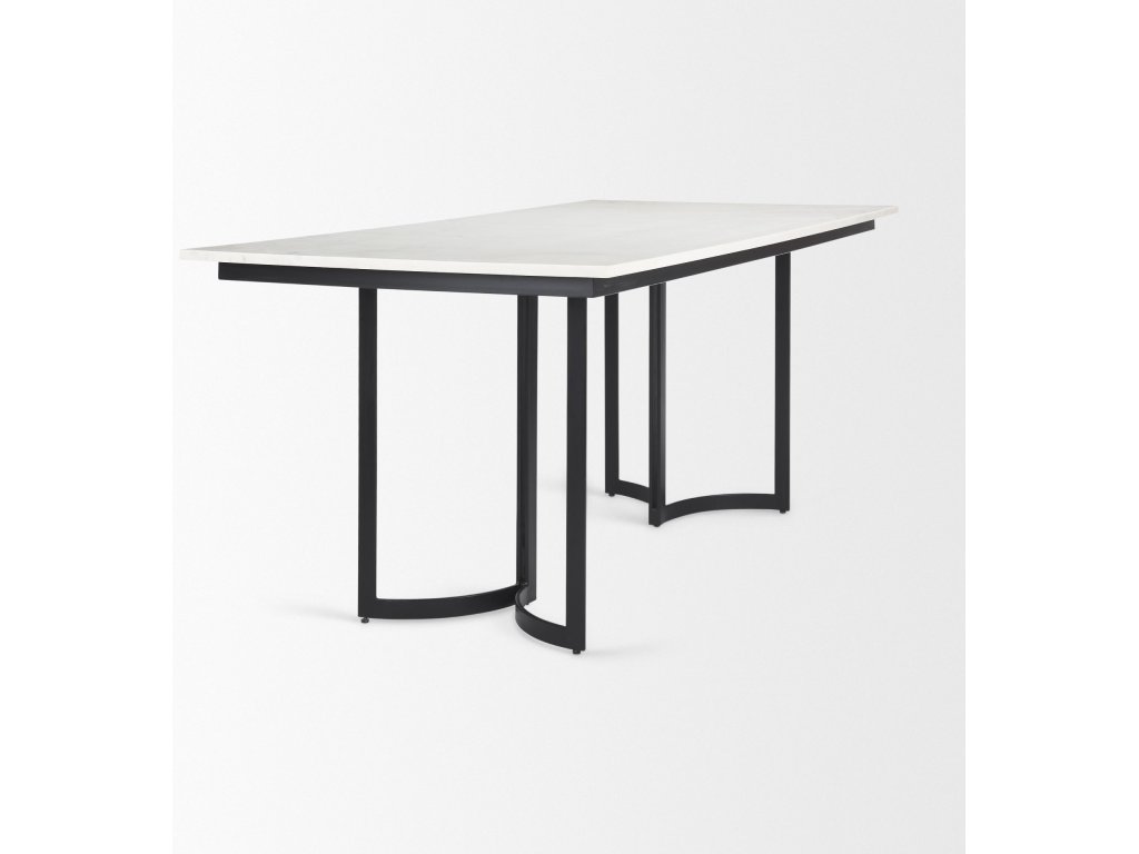 I 71L x 35W Rectangular White Marble w/ Metal Base Dining Table - image 5