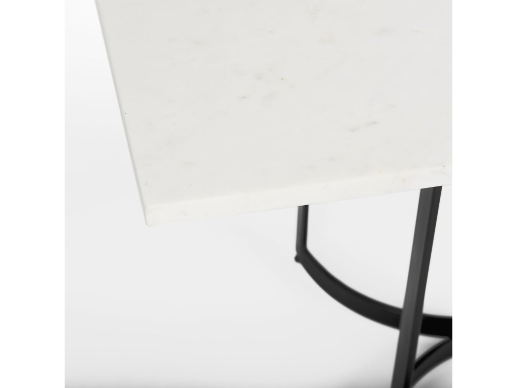 I 71L x 35W Rectangular White Marble w/ Metal Base Dining Table - image 6