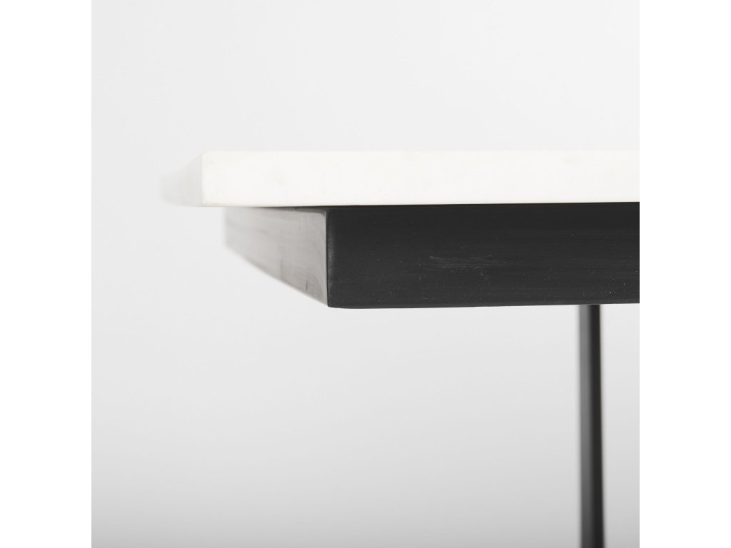 I 71L x 35W Rectangular White Marble w/ Metal Base Dining Table - image 7