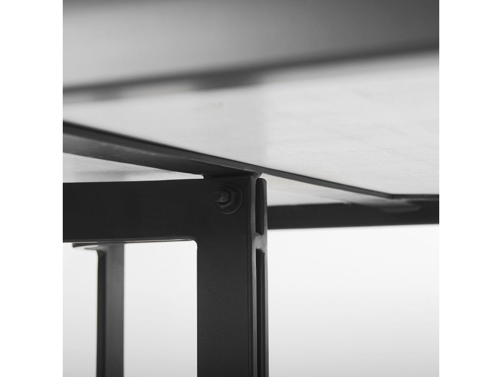 I 71L x 35W Rectangular White Marble w/ Metal Base Dining Table - image 8