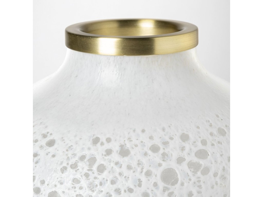 Short White Gold Rim Glass Vase - image 8