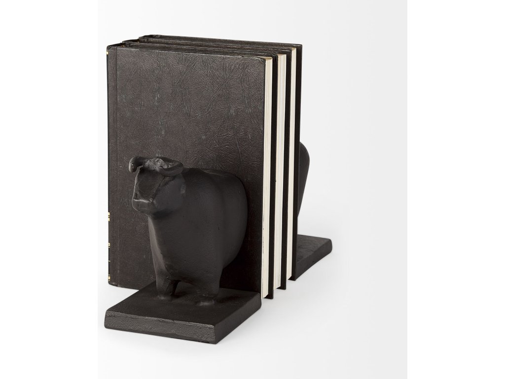 III (Set of 2) 9L x 4W Black Cast Aluminum Bull Bookends - image 3