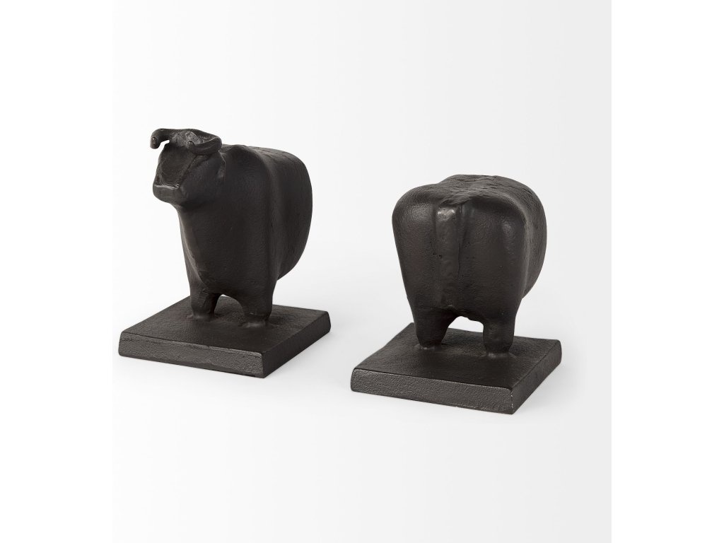 III (Set of 2) 9L x 4W Black Cast Aluminum Bull Bookends - image 4
