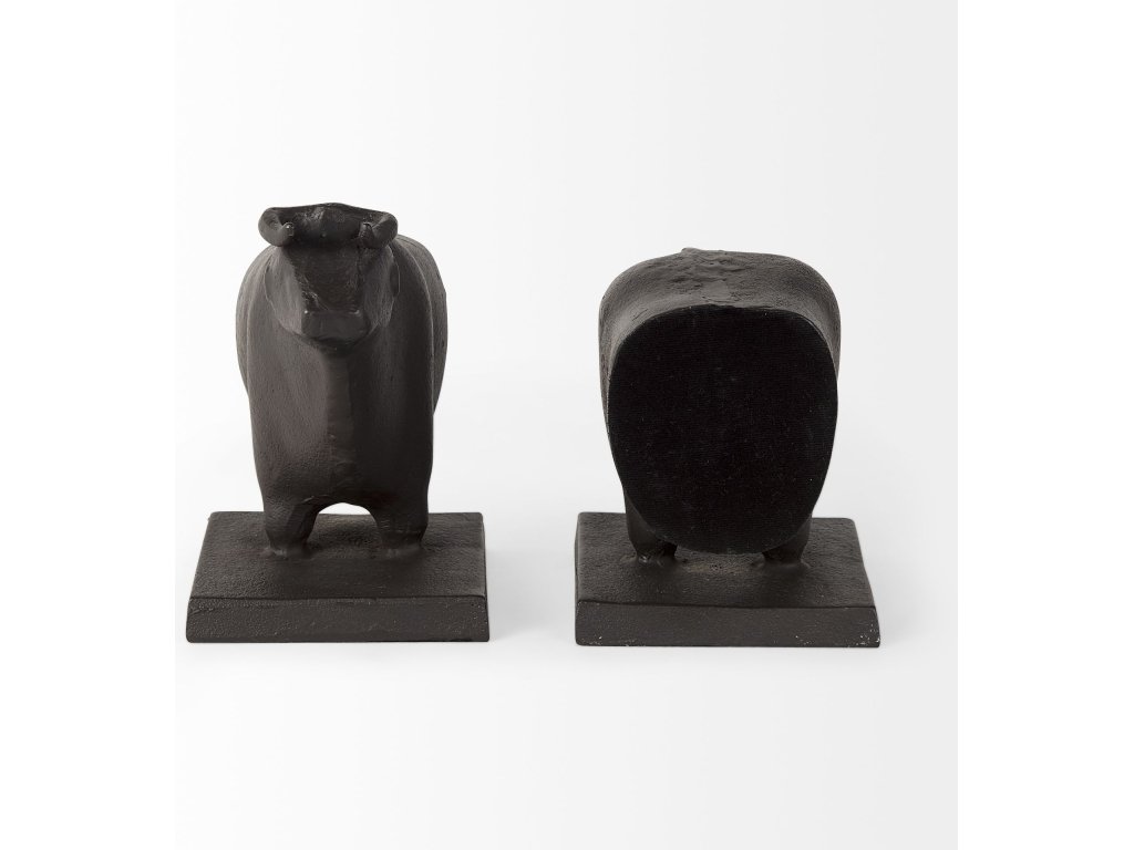 III (Set of 2) 9L x 4W Black Cast Aluminum Bull Bookends - image 5