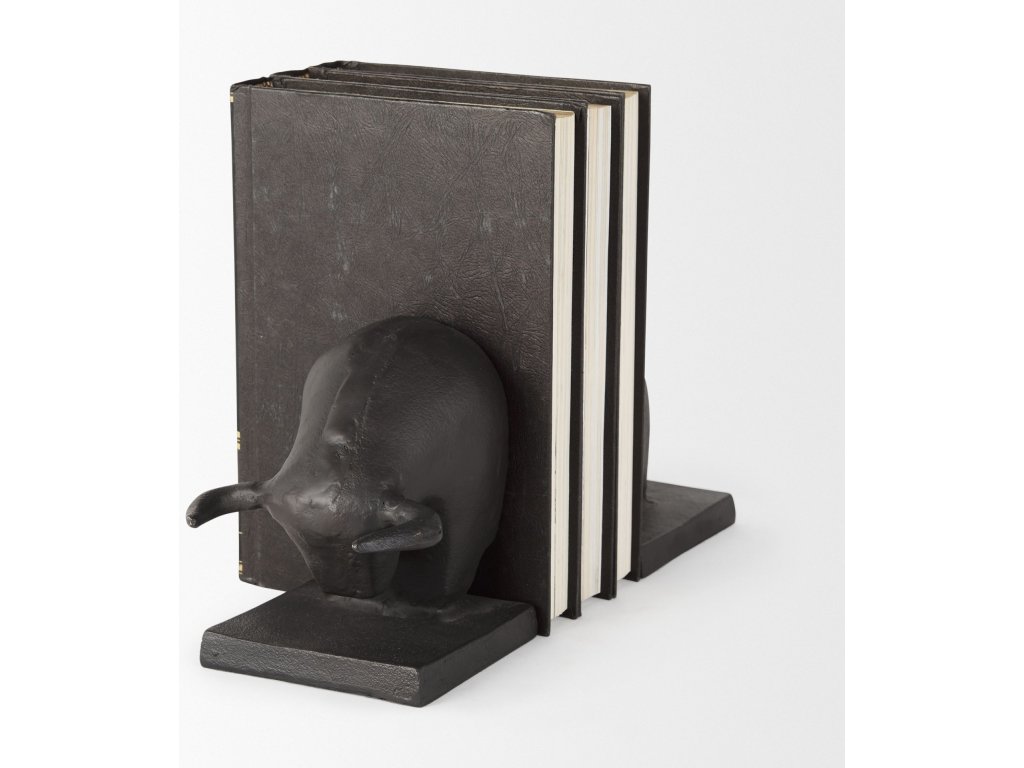 III (Set of 2) 10L x 5W Black Cast Aluminum Raging Bull Bookends - image 6