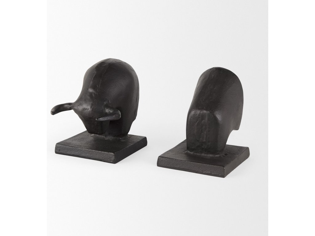 III (Set of 2) 10L x 5W Black Cast Aluminum Raging Bull Bookends - image 7