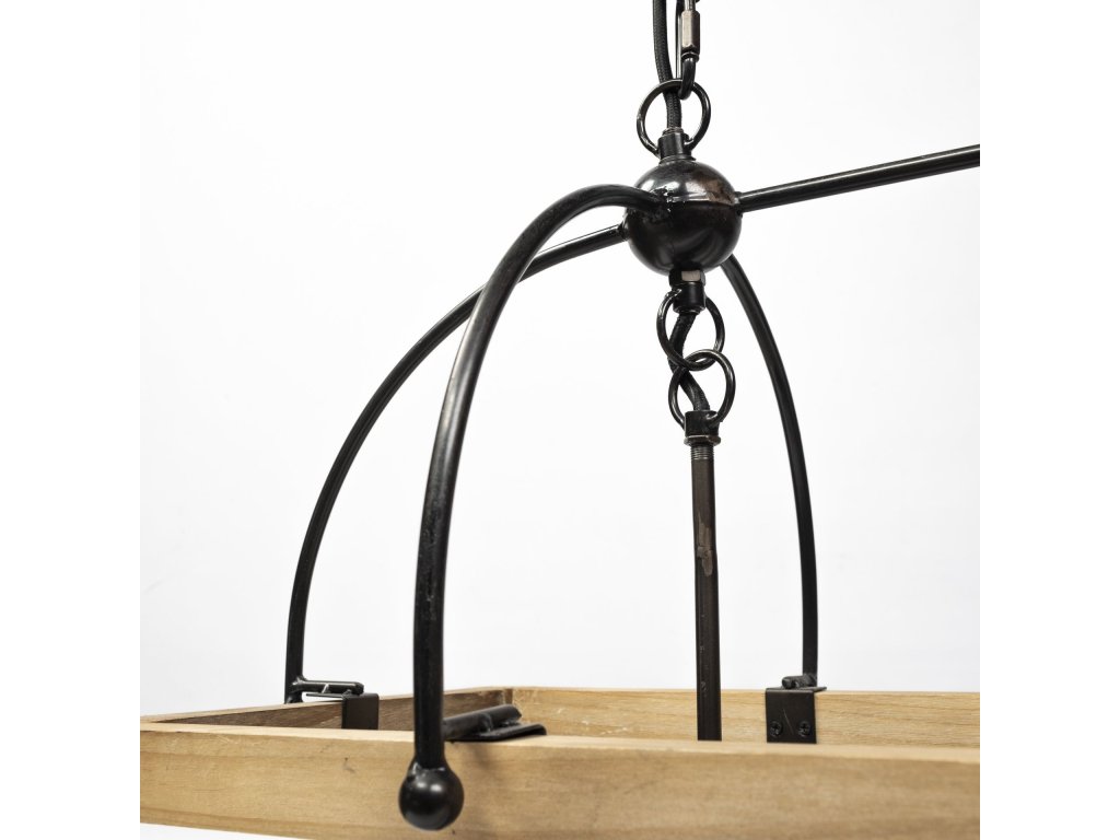(42"X14.5"X20") Natural Wood Chassis Six Light Chandelier - image 4