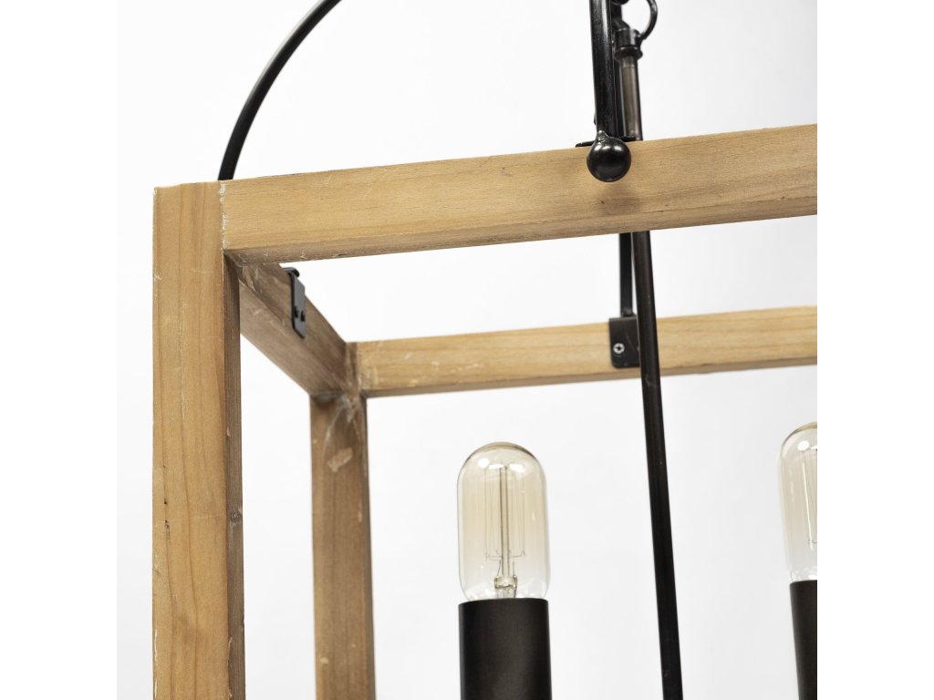 (42"X14.5"X20") Natural Wood Chassis Six Light Chandelier - image 5