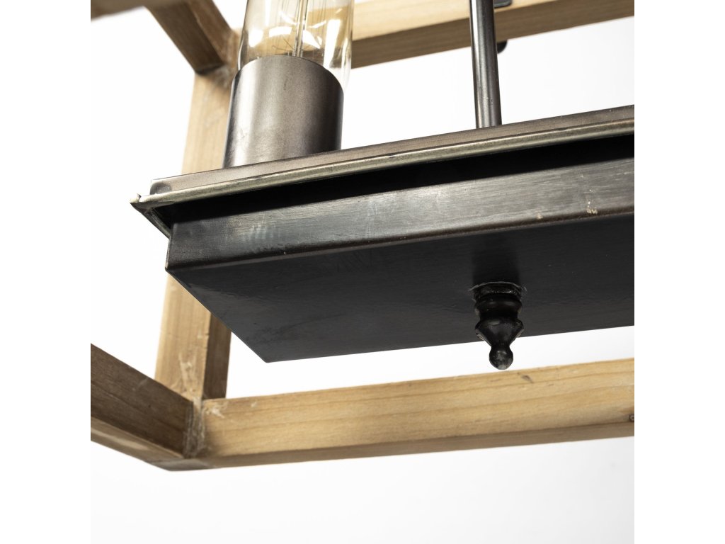 (42"X14.5"X20") Natural Wood Chassis Six Light Chandelier - image 7