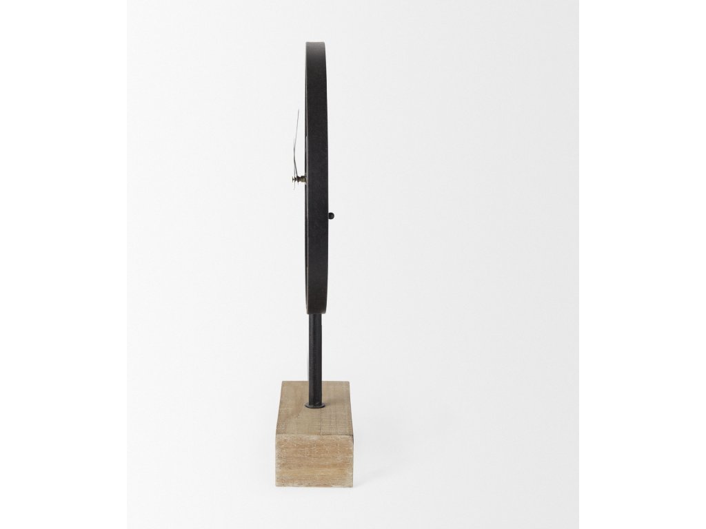 Black Metal/Wood Open Frame Table Clock - image 4