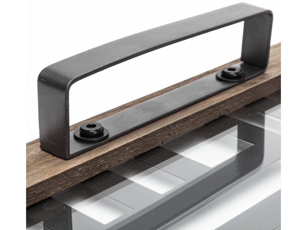 32L x 16W Gray Metal, Wood and Glass Serving Tray - image 4