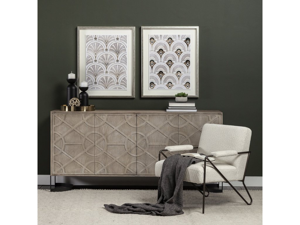 Cream Fabric w/Gun Metal Gray Metal Frame Accent Chair - image 1