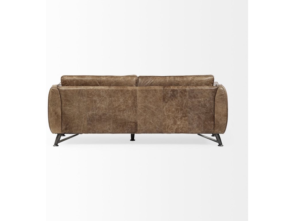 I 84" Brown Leather Two Seater Sofa - image 5