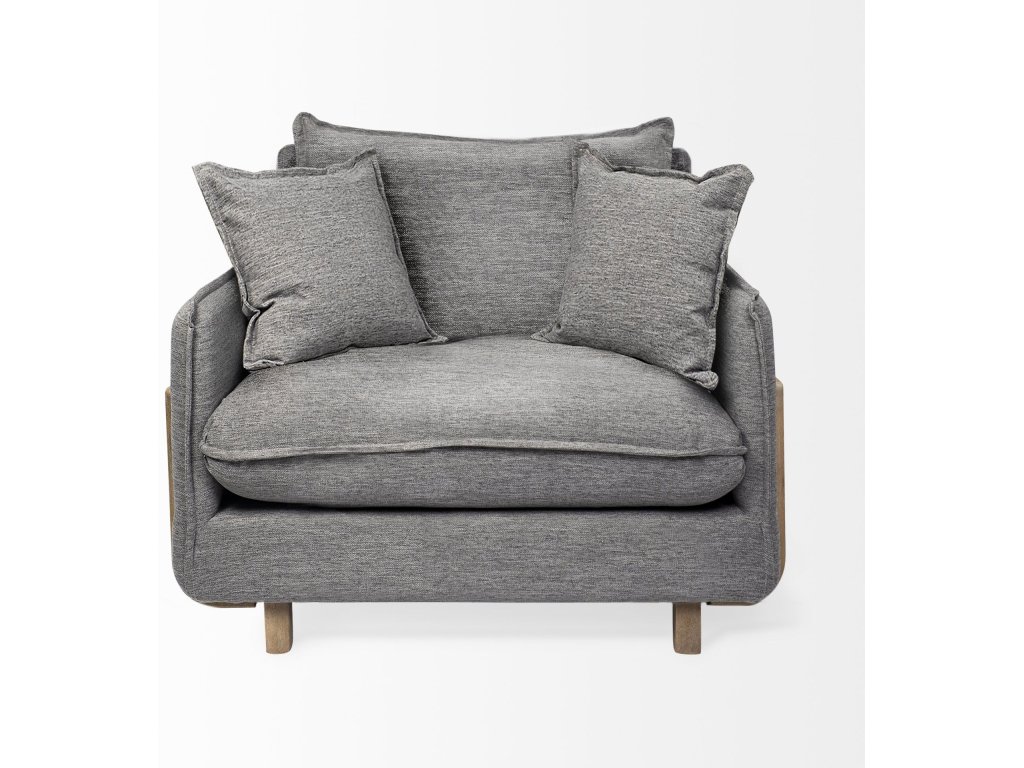 II Castlerock Gray Upholstered and Brown Wood Frame Arm Chair - image 3