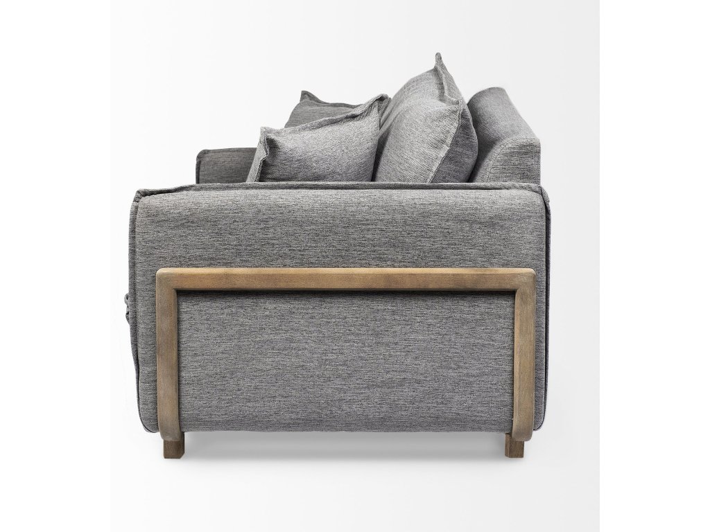 II Castlerock Gray Upholstered and Brown Wood Frame Arm Chair - image 4