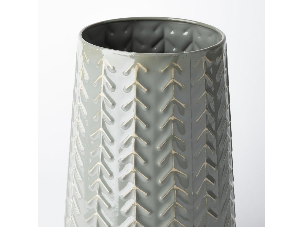 III Metal Glossy Green/Gray Chevron Vase - image 3