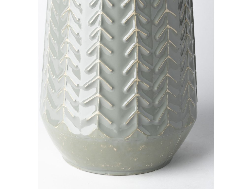 III Metal Glossy Green/Gray Chevron Vase - image 4