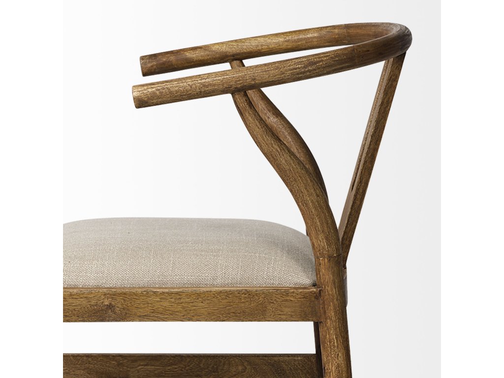 Cream Upholstered Seat Brown Wood Frame Counter Stool - image 6