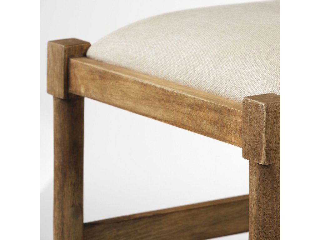 Cream Upholstered Seat Brown Wood Frame Counter Stool - image 7