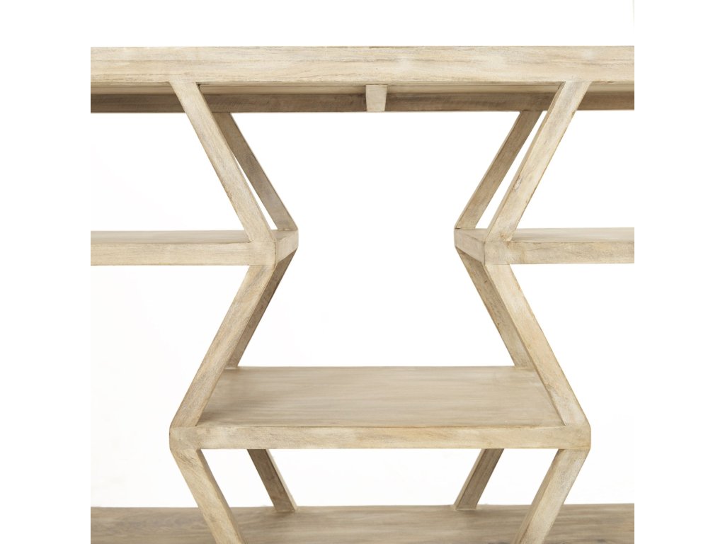 II 66L x 16W Natural Wooden Multi-Level Shelf Console Table - image 6