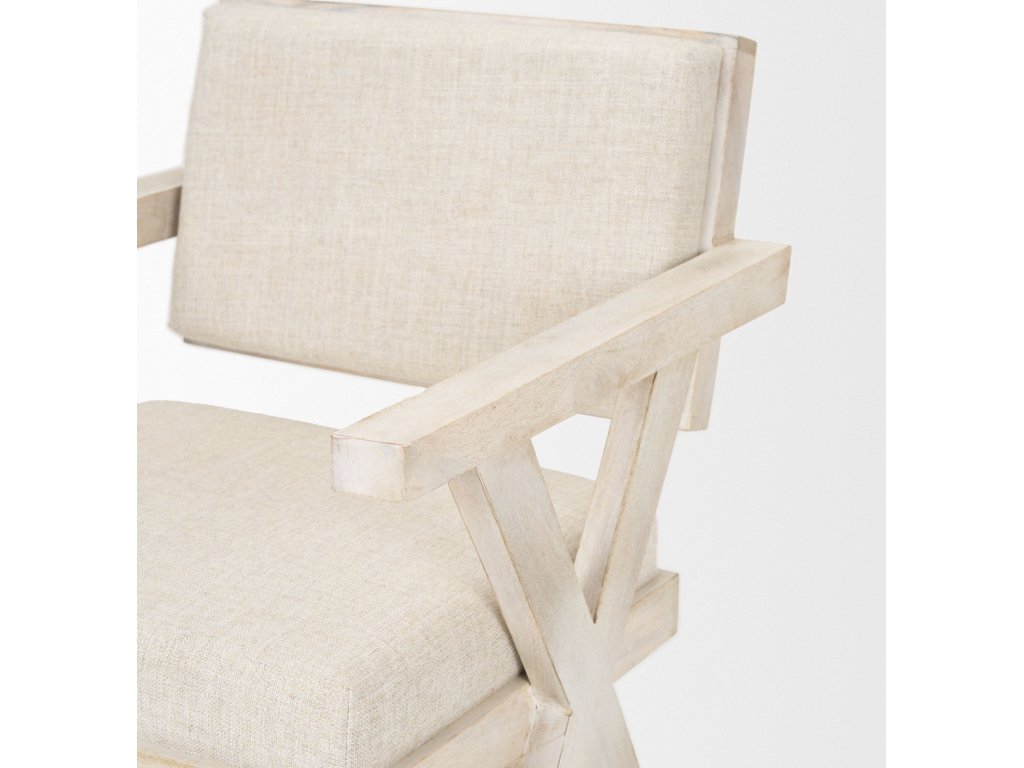 I Cream Fabric Wrap Blonde Wooden Frame Dining Chair - image 8