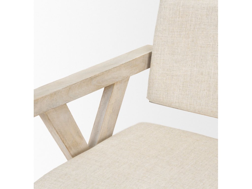 I Cream Fabric Wrap Blonde Wooden Frame Dining Chair - image 9