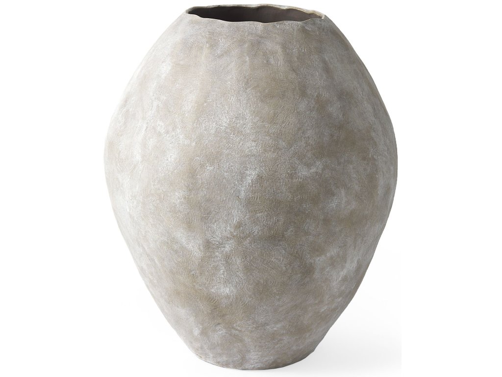 23L x 28H Large Tan Ceramic Oval Vase - main image