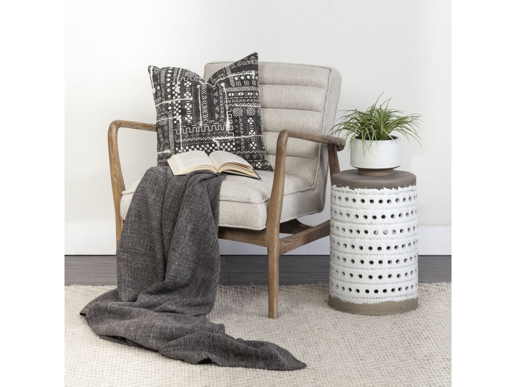 II Cream Fabric w/ Brown Wooden Frame Accent Chair - image 3