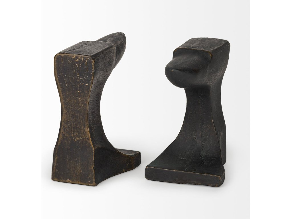 (Set of 2) 12L x 4W Black With Gold Accents Anvil Shaped Bookends - image 4
