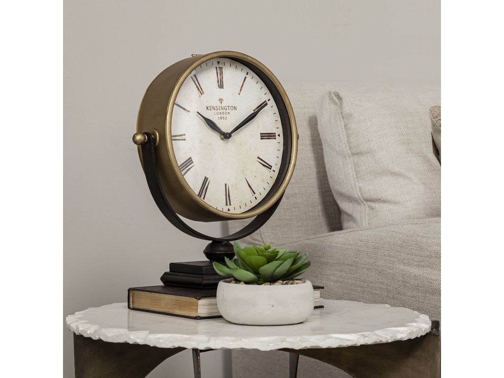 Gold Metal Half Moon Base Table Clock - image 2