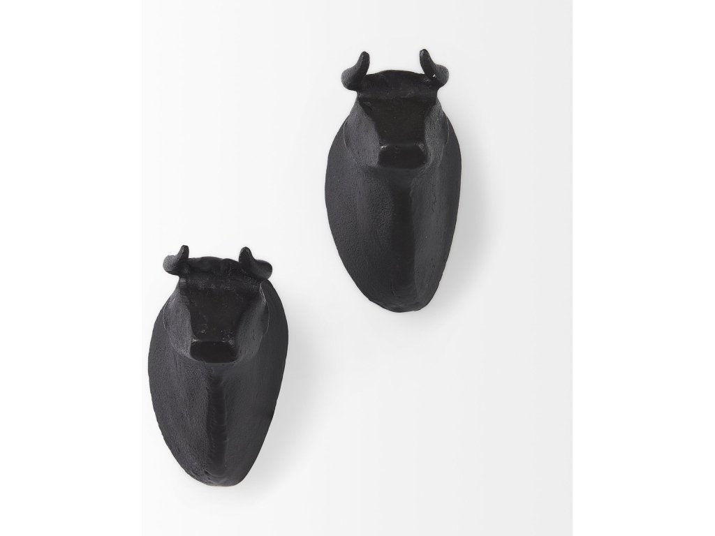 IV (Set of 2) Black Cast Aluminum Bull Wall Decor - image 2