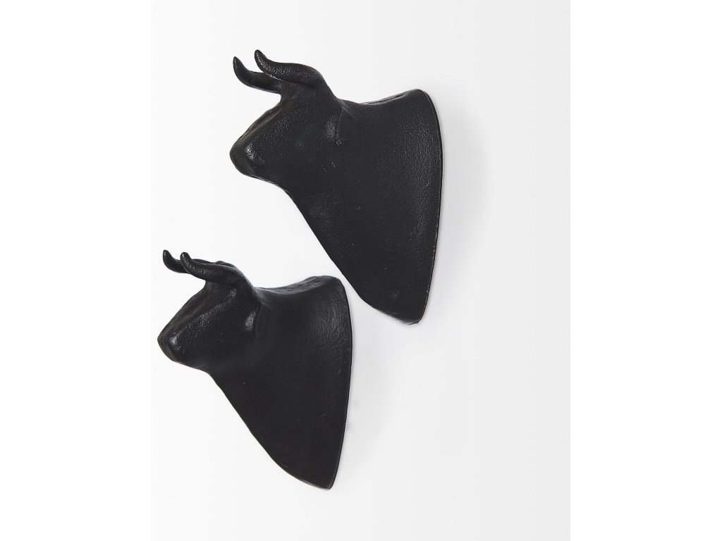 IV (Set of 2) Black Cast Aluminum Bull Wall Decor - image 3