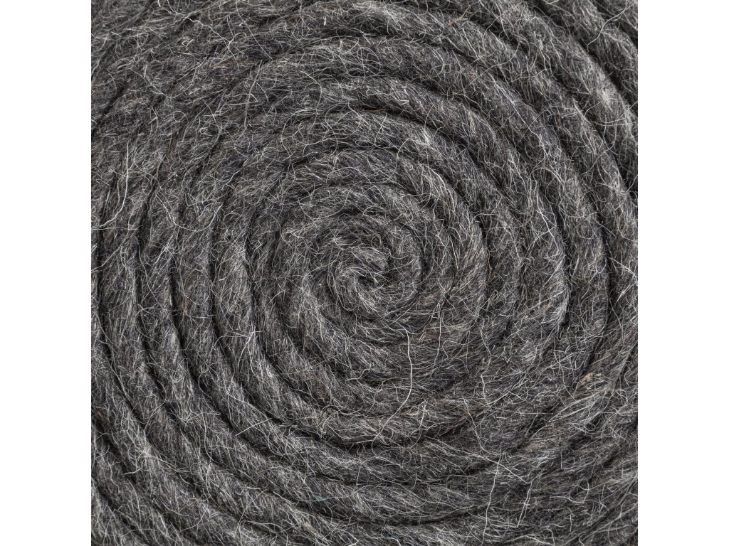 Dark Gray Handwoven Wool Cylindrical Pouf - image 8